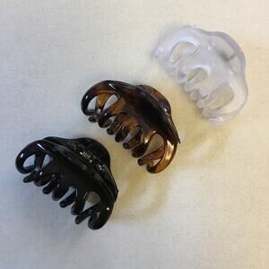 White Brown & Black Mini Claw Clips - Set of 3